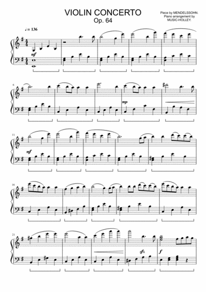 Mendelssohn - Violin concerto Op. 64 (easy sheet) image number null
