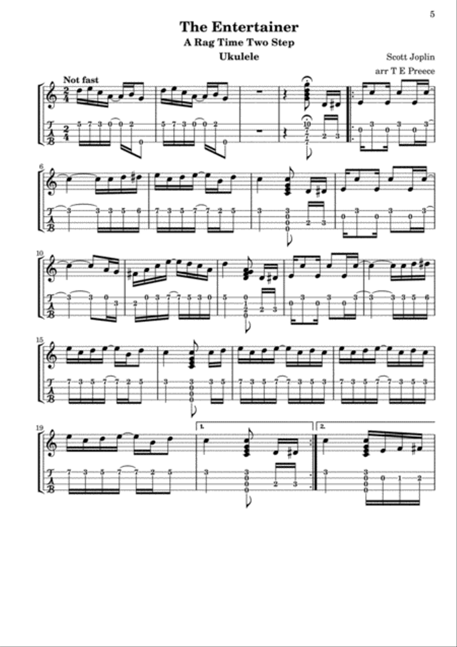 Rags and Cakewalks Arranged for ukulele and bass by Thomas Preece String Duet scores gallery preview page 6