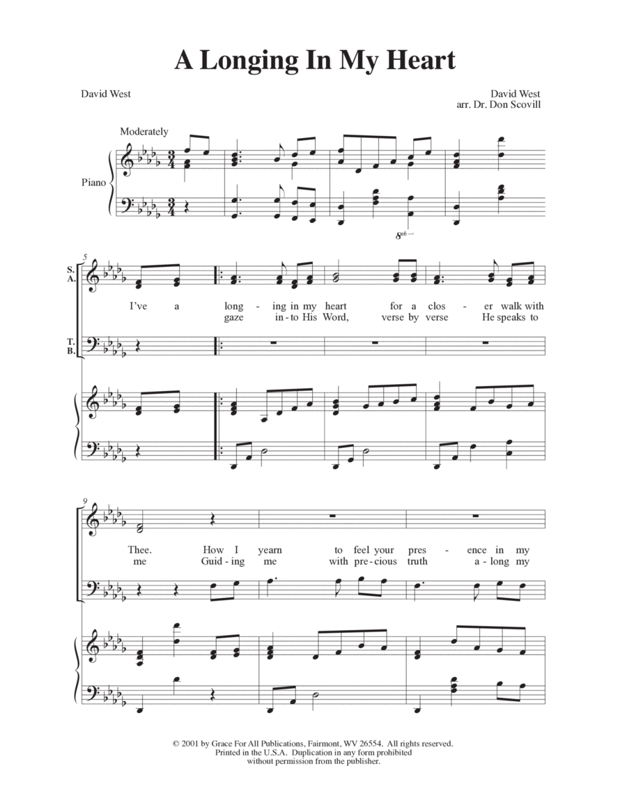 A Longing in My Heart 4-Part scores gallery preview page 1