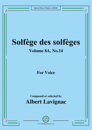 Book cover for Lavignac-Solfège des solfèges,Volume 8A,No.14,for Voice