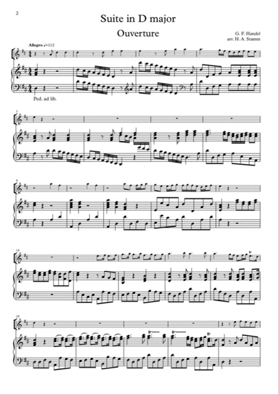 G. F. Handel Suite D major (from Water music) for trumpet & organ C Trumpet scores gallery preview page 2