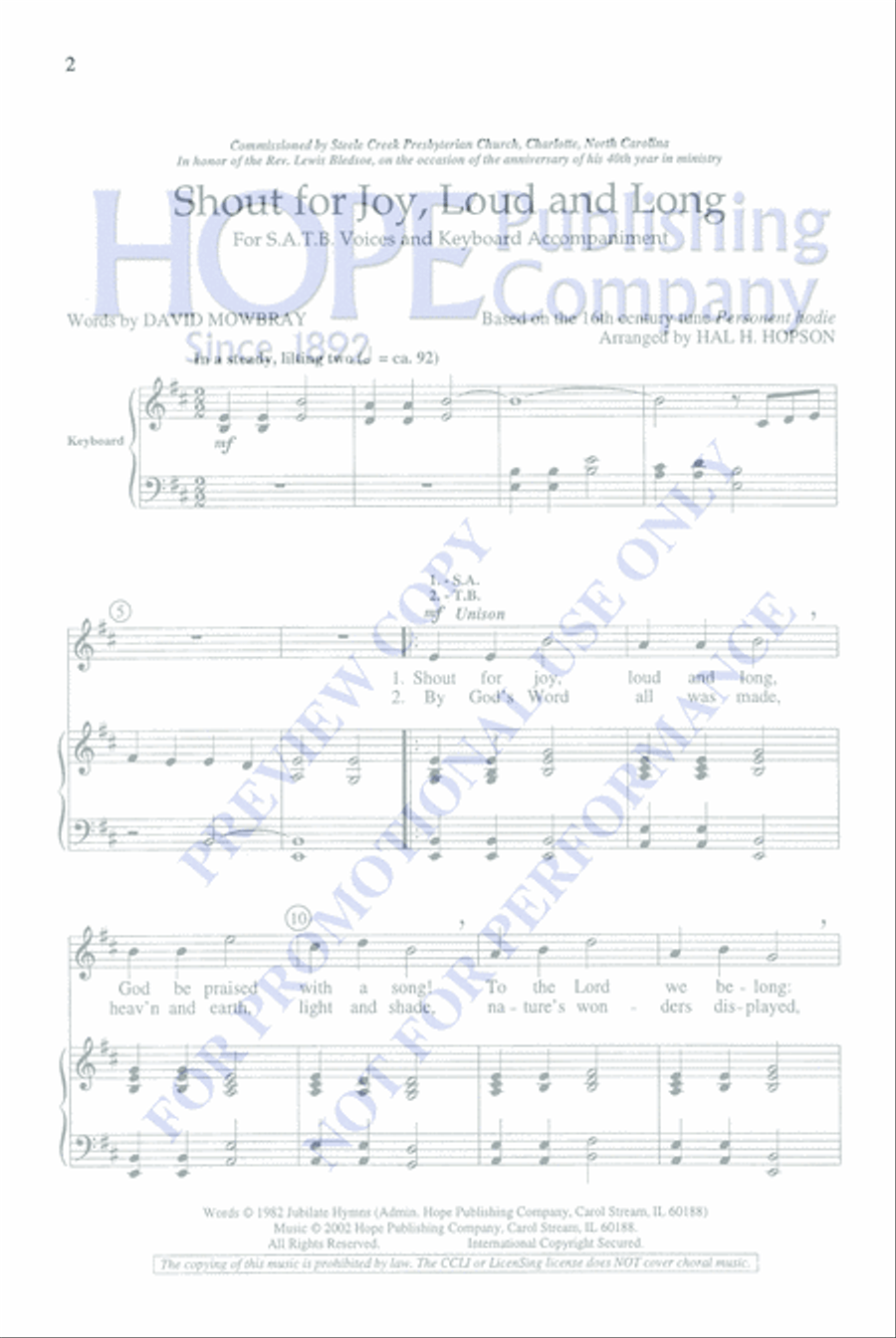 Shout for Joy, Loud and Long 4-Part scores gallery preview page 2