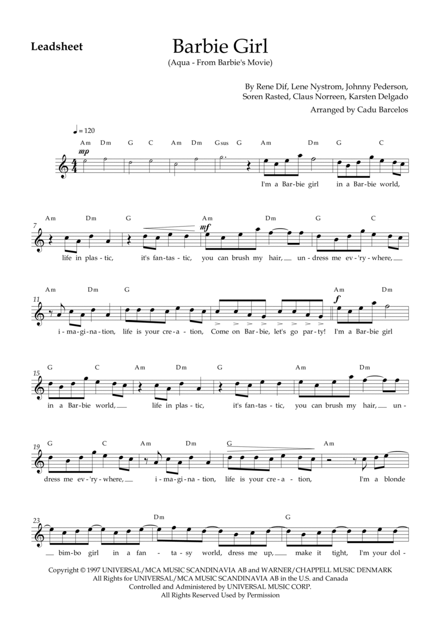 Barbie Girl Easy Piano scores gallery preview page 1