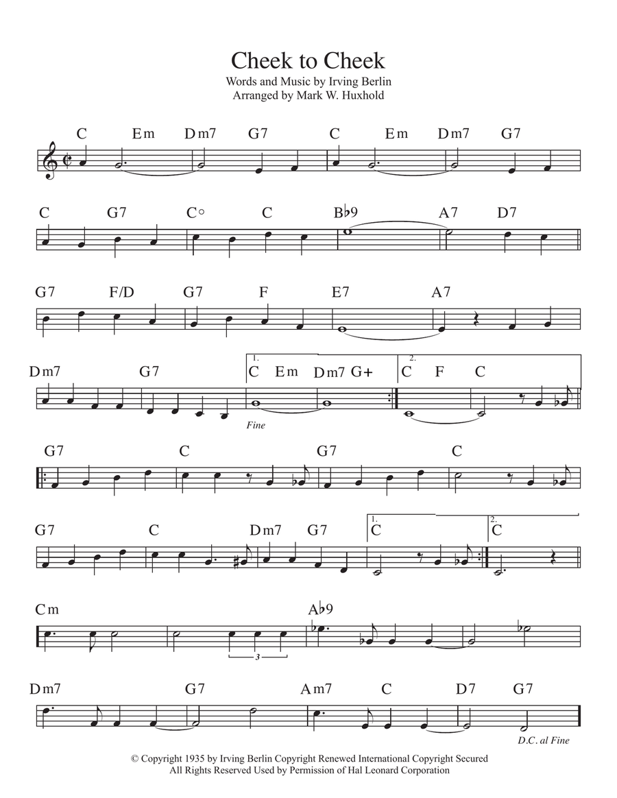Cheek To Cheek Piano scores gallery preview page 1