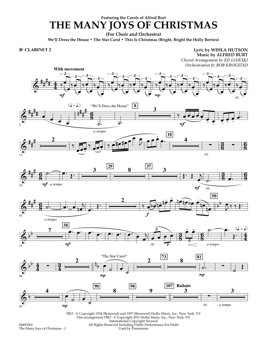 The Many Joys Of Christmas (Set One) - Bb Clarinet 2 Full Orchestra scores gallery preview page 1