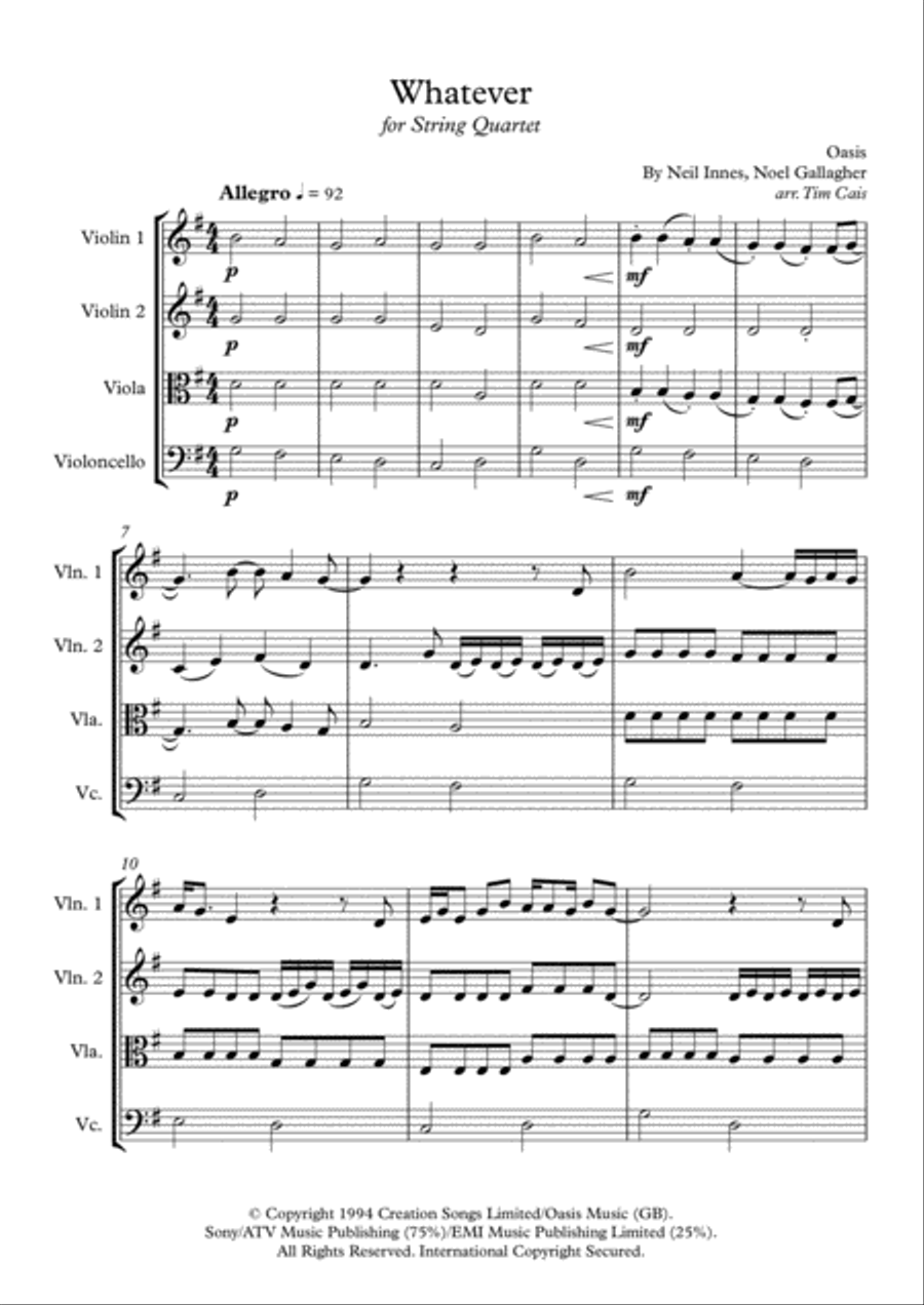 Whatever String Quartet scores gallery preview page 1