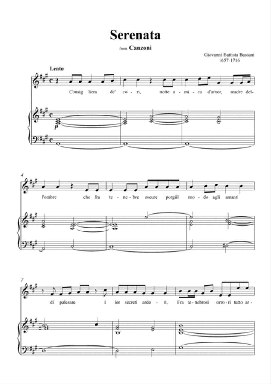 G. B. Bassani-Serenata,in A Major Voice scores gallery preview page 2