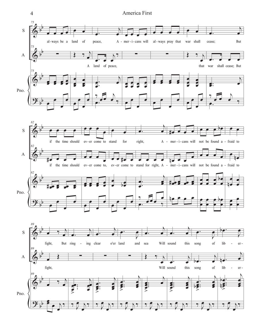 Patriotic Duets for Soprano and Alto solo Alto Voice scores gallery preview page 5