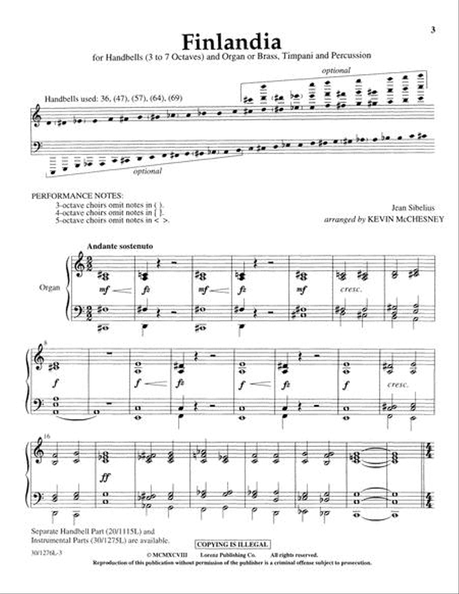 Finlandia - Organ/Director's Edition Organ scores gallery preview page 2