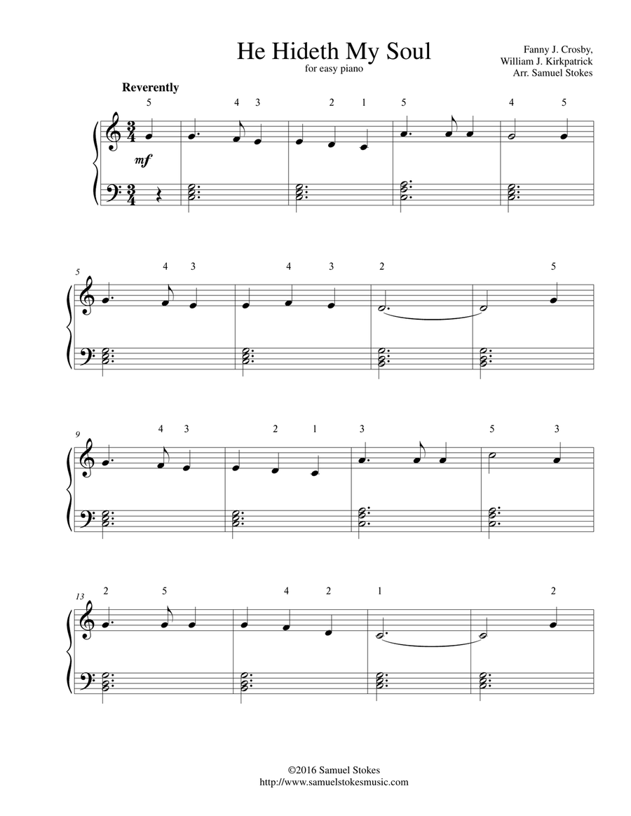 He Hideth My Soul (A Wonderful Savior is Jesus My Lord) - for easy piano Piano Method scores gallery preview page 1