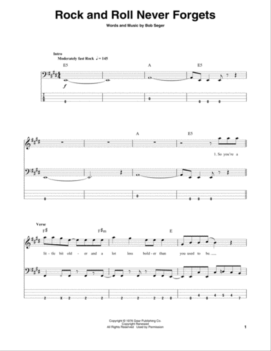 Rock And Roll Never Forgets Guitar Tablature scores gallery preview page 1