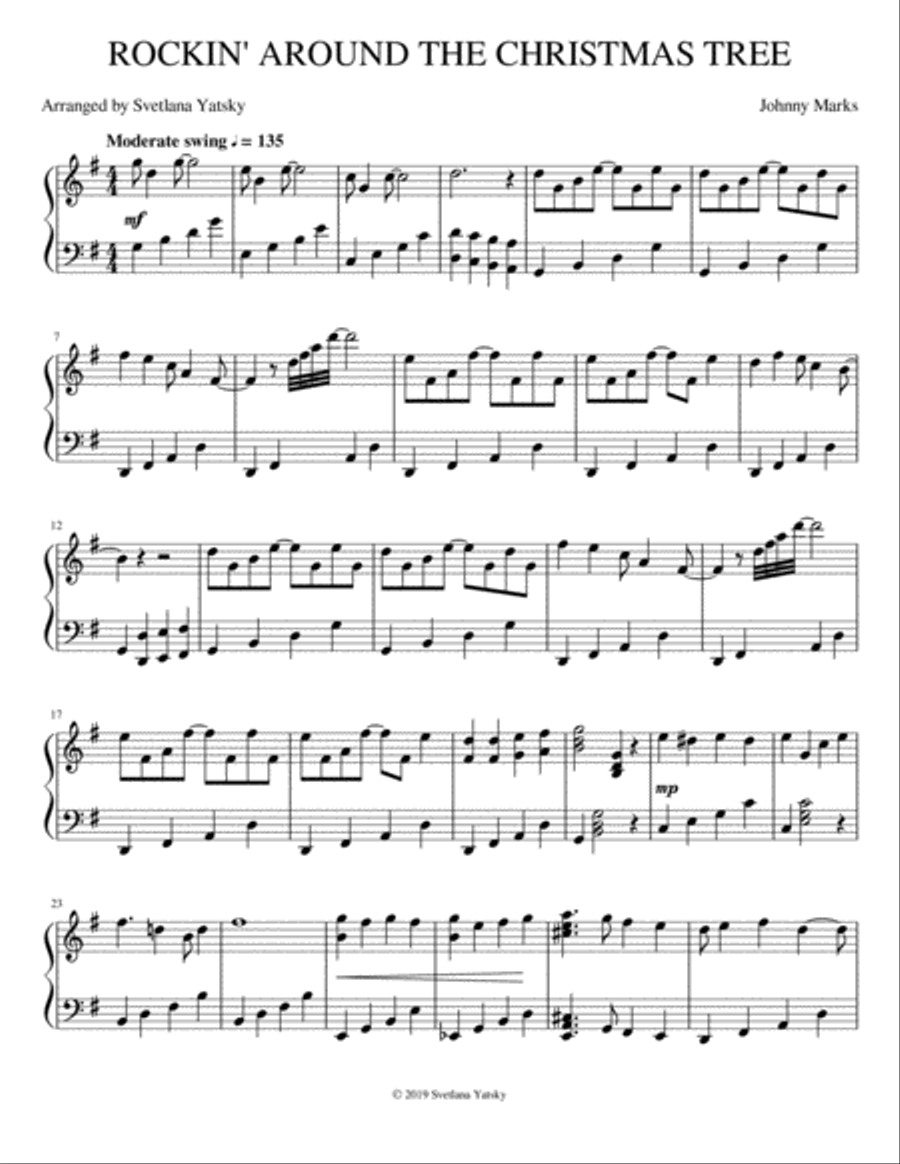 Rockin' Around The Christmas Tree Easy Piano scores gallery preview page 1