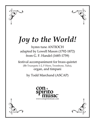 Book cover for Joy to the World — festival hymn accompaniment for organ, brass quintet, timpani