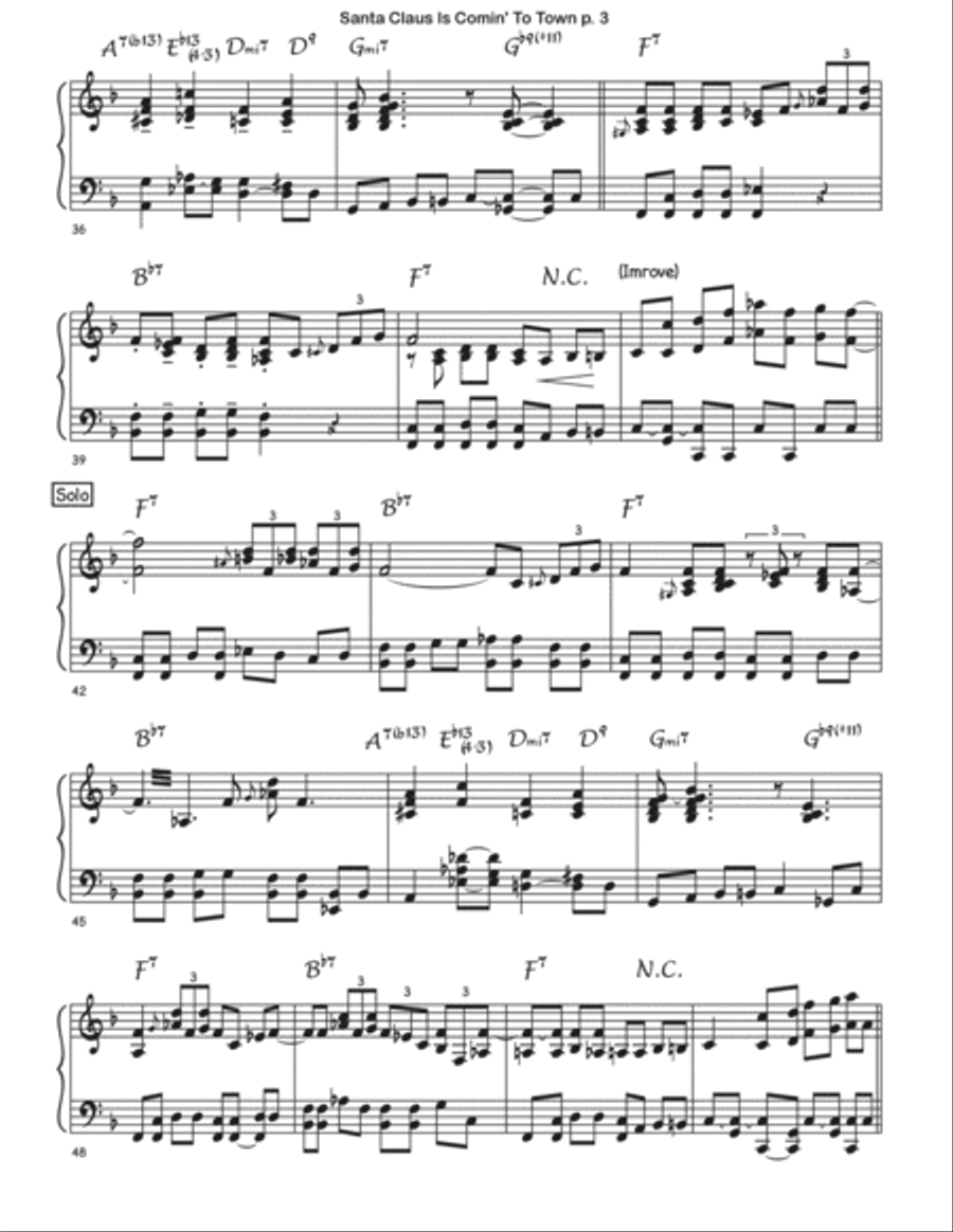 Santa Claus Is Comin' To Town Piano Solo scores gallery preview page 3