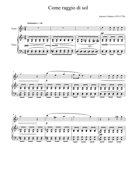 Antonio Caldara - Come raggio di sol (Violin Solo) image number null