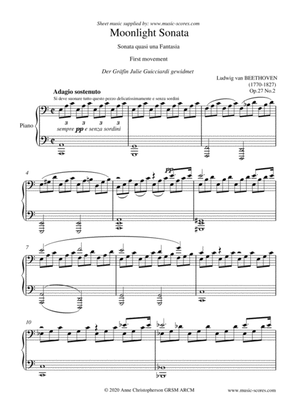 Moonlight Sonata 1st movement - A minor (lower)