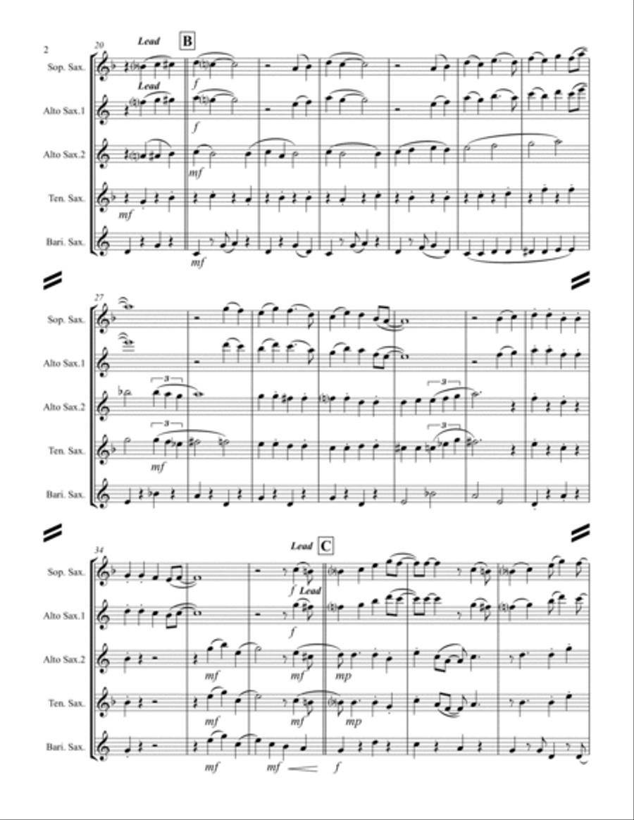 Cheek To Cheek Saxophone Quintet scores gallery preview page 3