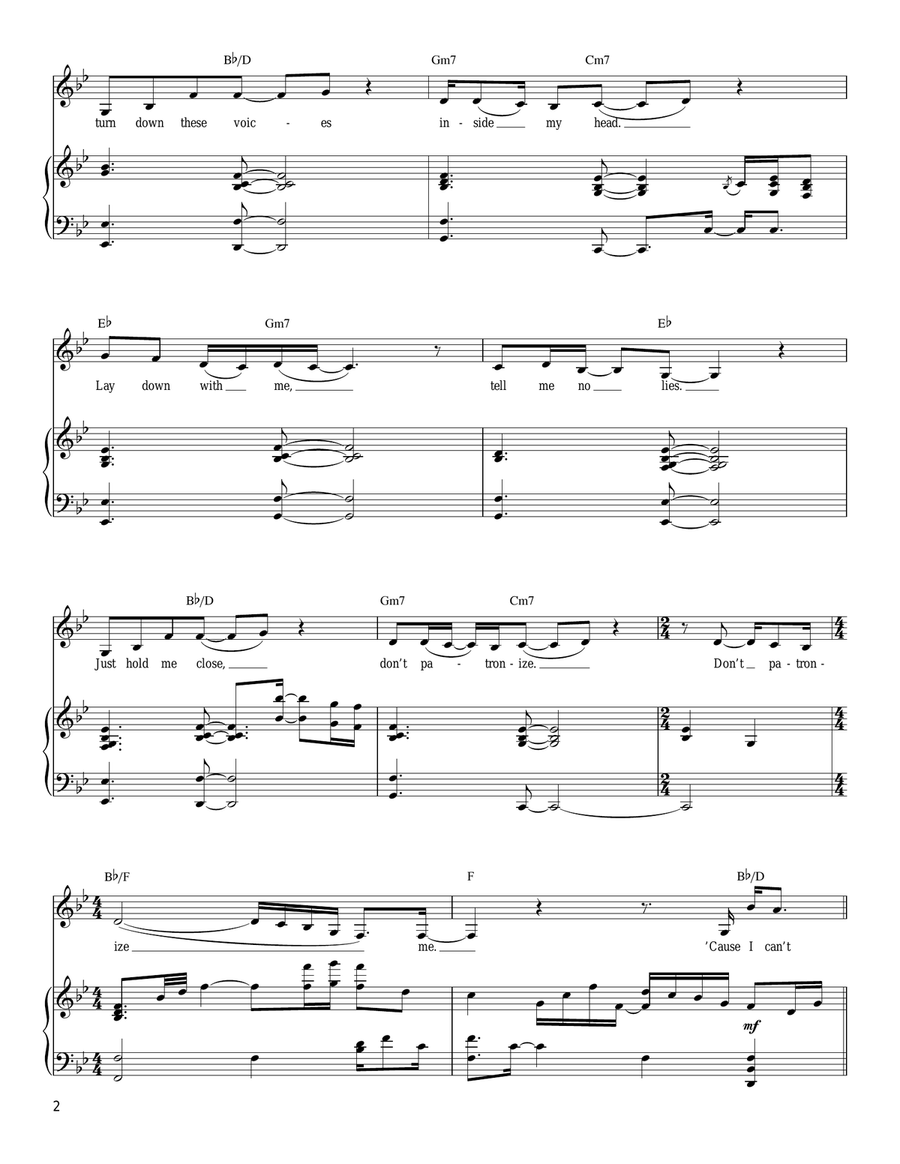 I Can't Make You Love Me Piano, Vocal, Guitar scores gallery preview page 2