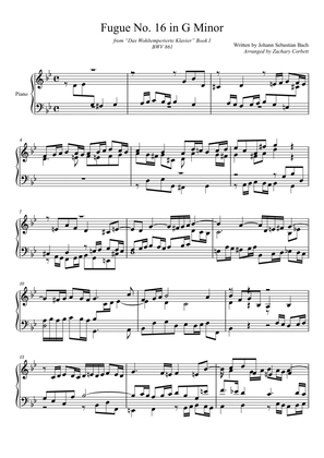 Fugue No. 16 BWV 861 in G Minor