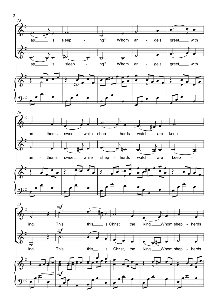 What Child is this? - Two Part Choir - SA Upper voices (Greensleeves tune) SA scores gallery preview page 2