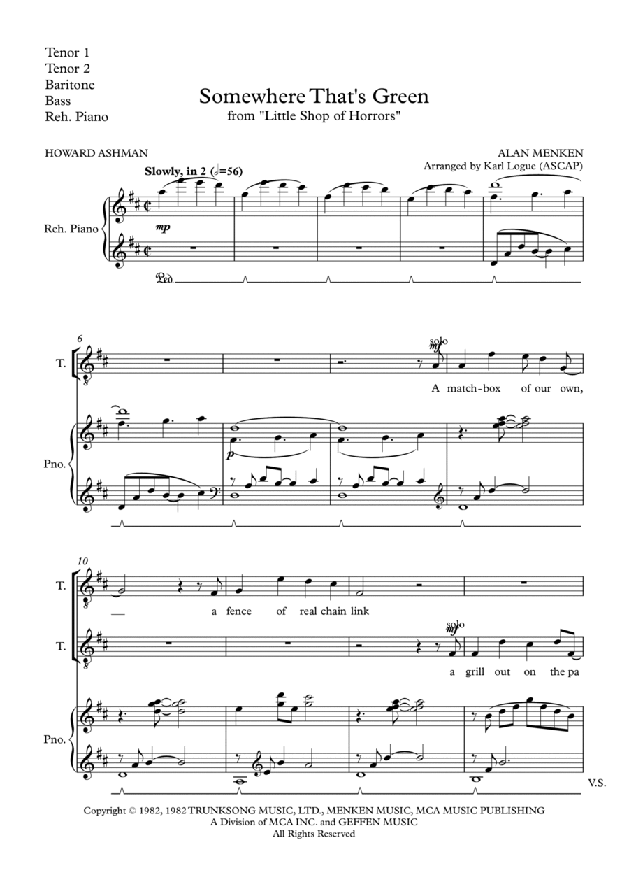 Somewhere That's Green TTBB scores gallery preview page 1