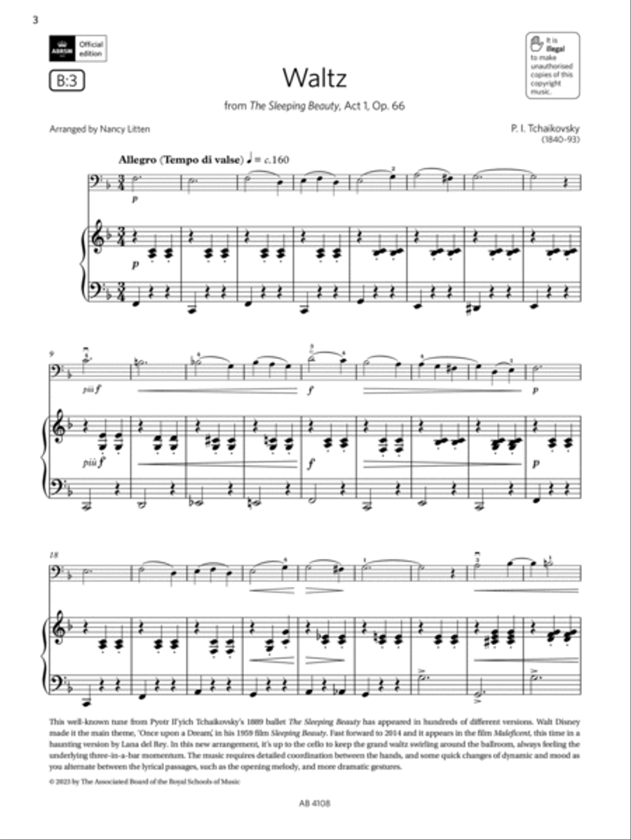 Waltz (Grade 5, B3, from the ABRSM Cello Syllabus from 2024) Cello Solo scores gallery preview page 3