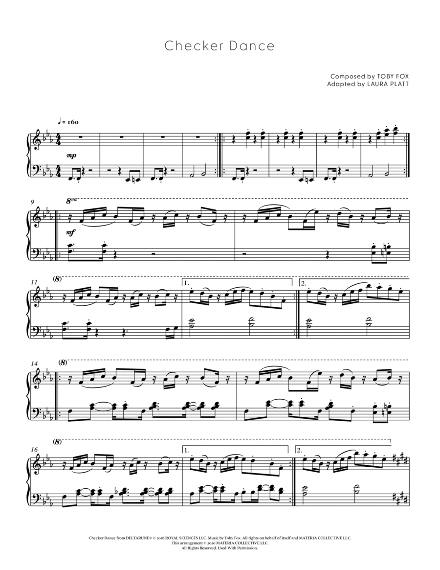Checker Dance (DELTARUNE - Piano Sheet Music) Easy Piano scores gallery preview page 1