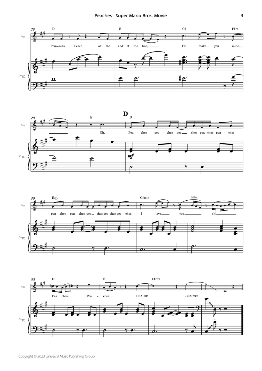Peaches Piano, Vocal scores gallery preview page 5