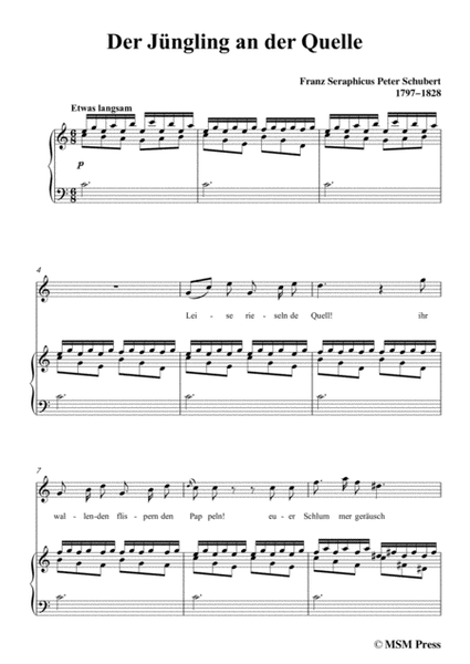 Schubert-Der Jüngling an der Quelle,in C Major,for Voice&Piano image number null