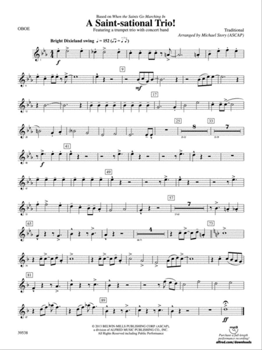 A Saint-sational Trio!: Oboe Concert Band scores gallery preview page 1
