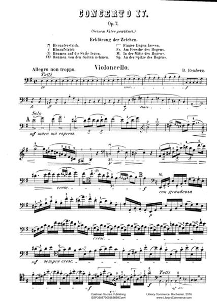 Concerto No. 4, fur das Violoncello. Zum Unterricht genau bezeichnet van Friedrich Grutzmacher. Op. 7