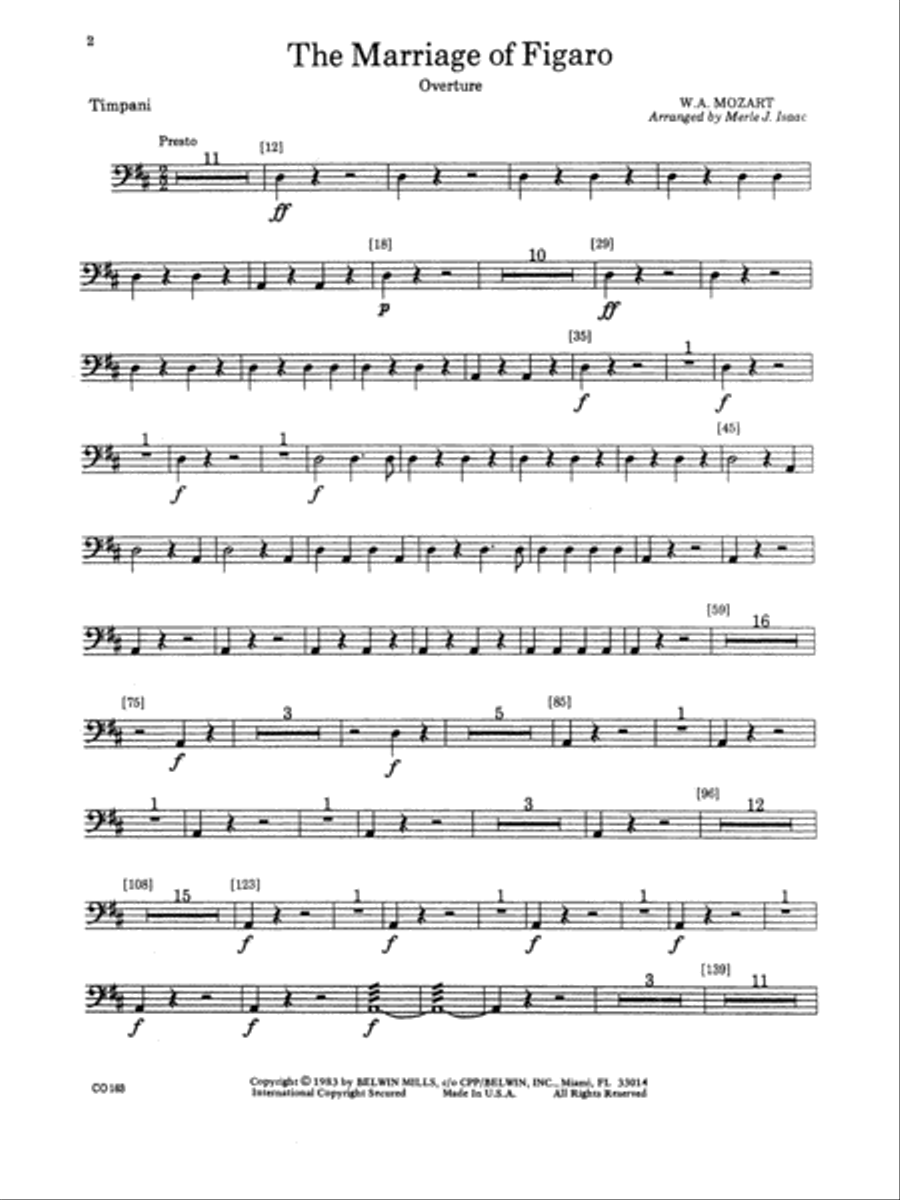 The Marriage of Figaro -- Overture: Timpani Full Orchestra scores gallery preview page 1