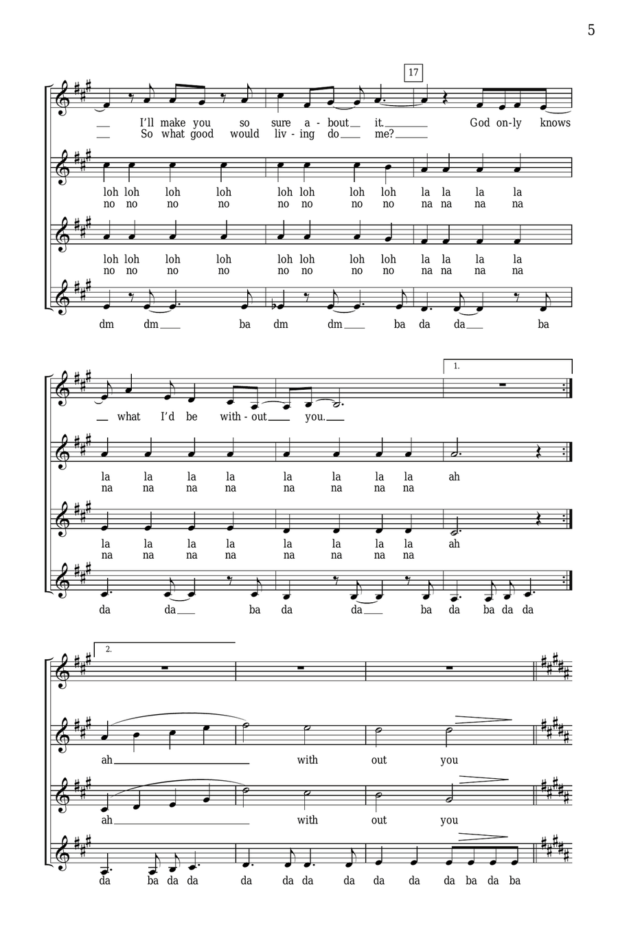 God Only Knows (arr. Deke Sharon) SSA scores gallery preview page 3