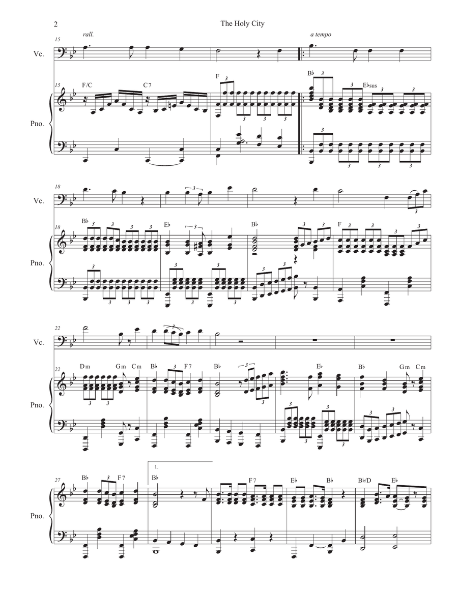 The Holy City (Cello solo and Piano) The Holy City (Cello solo and Piano) Piano scores gallery preview page 2