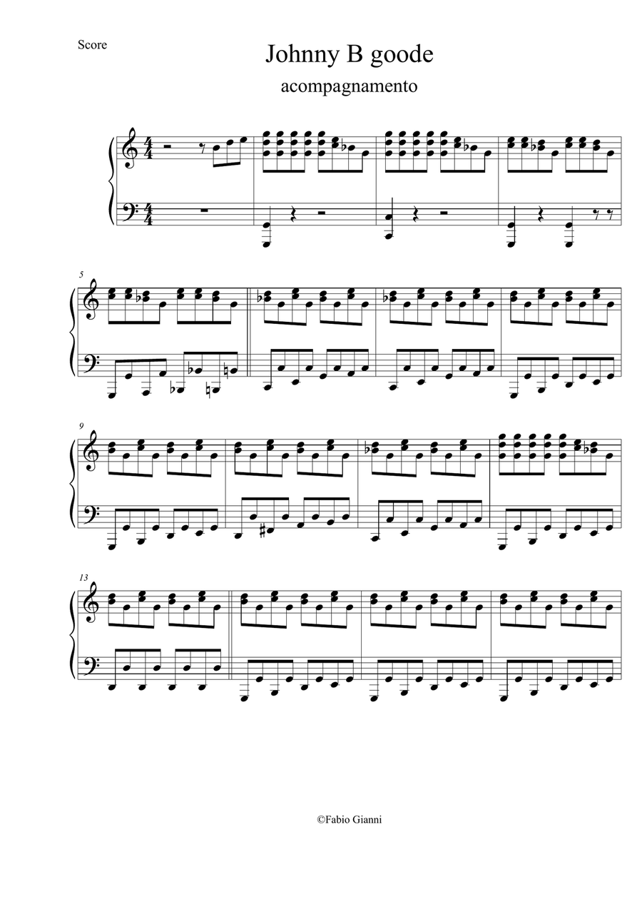 Johnny B. Goode Piano Solo scores gallery preview page 1