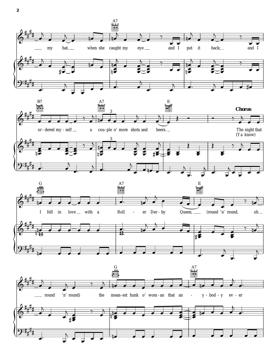 Roller Derby Queen Piano, Vocal, Guitar scores gallery preview page 2