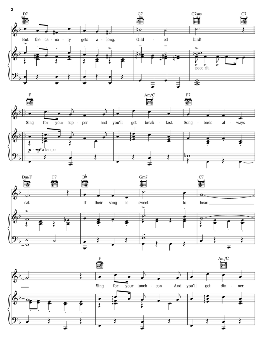 Sing For Your Supper Piano, Vocal, Guitar scores gallery preview page 2