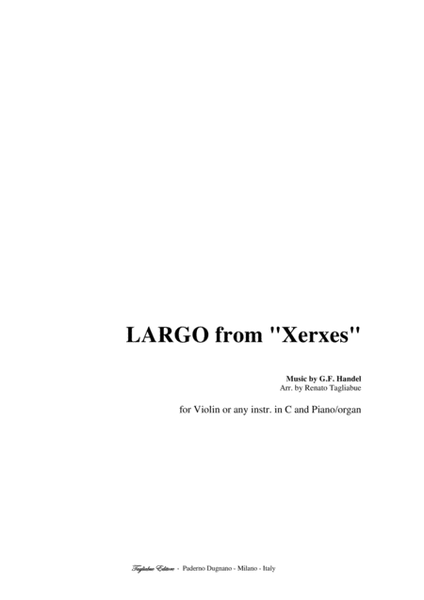 LARGO from "Xerxes" Arr. for Violin or any instr. in C and Piano/organ image number null
