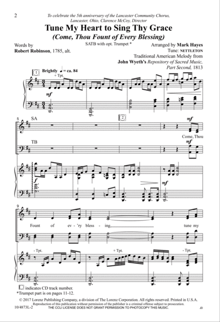 Tune My Heart to Sing Thy Grace 4-Part scores gallery preview page 2