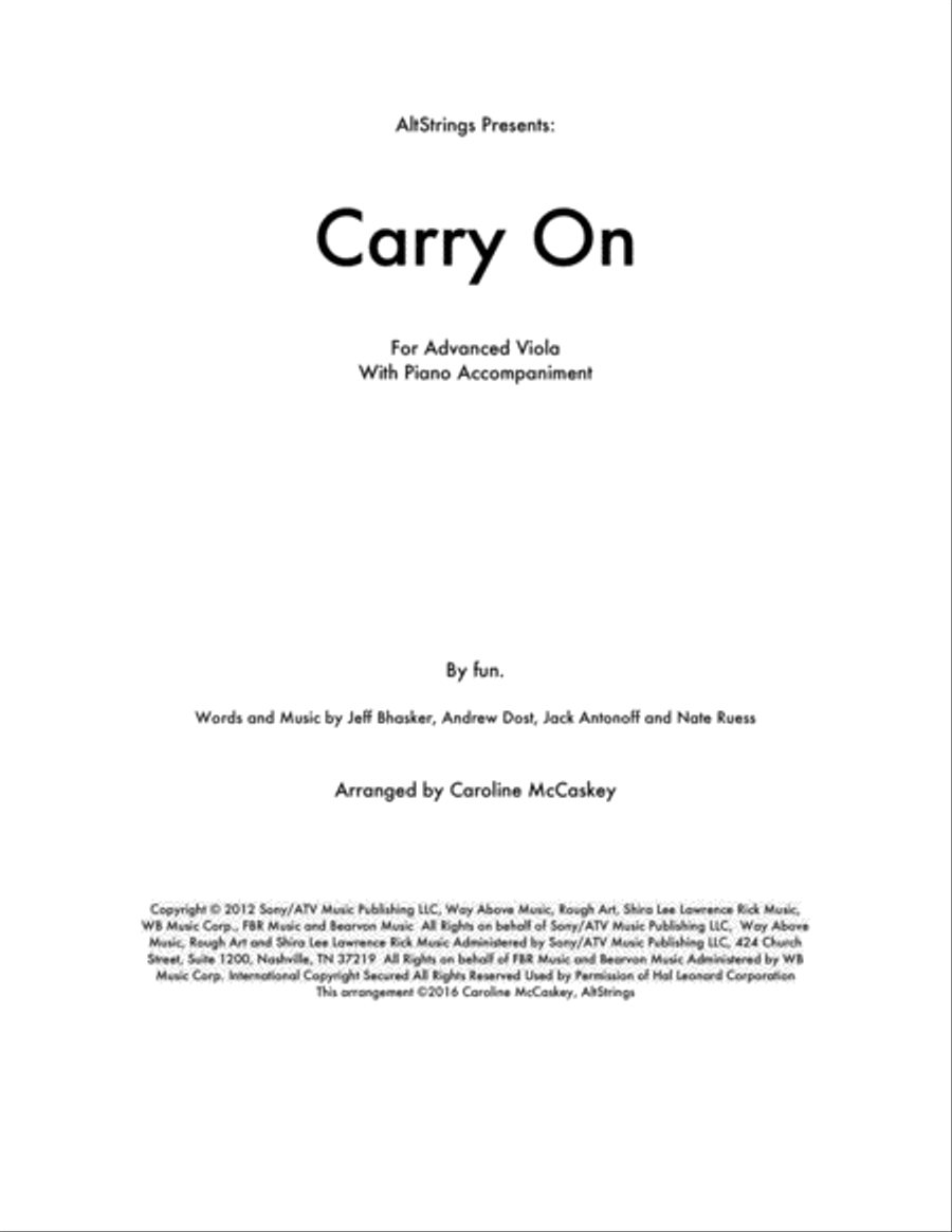 Carry On Carry On Viola scores gallery preview page 1
