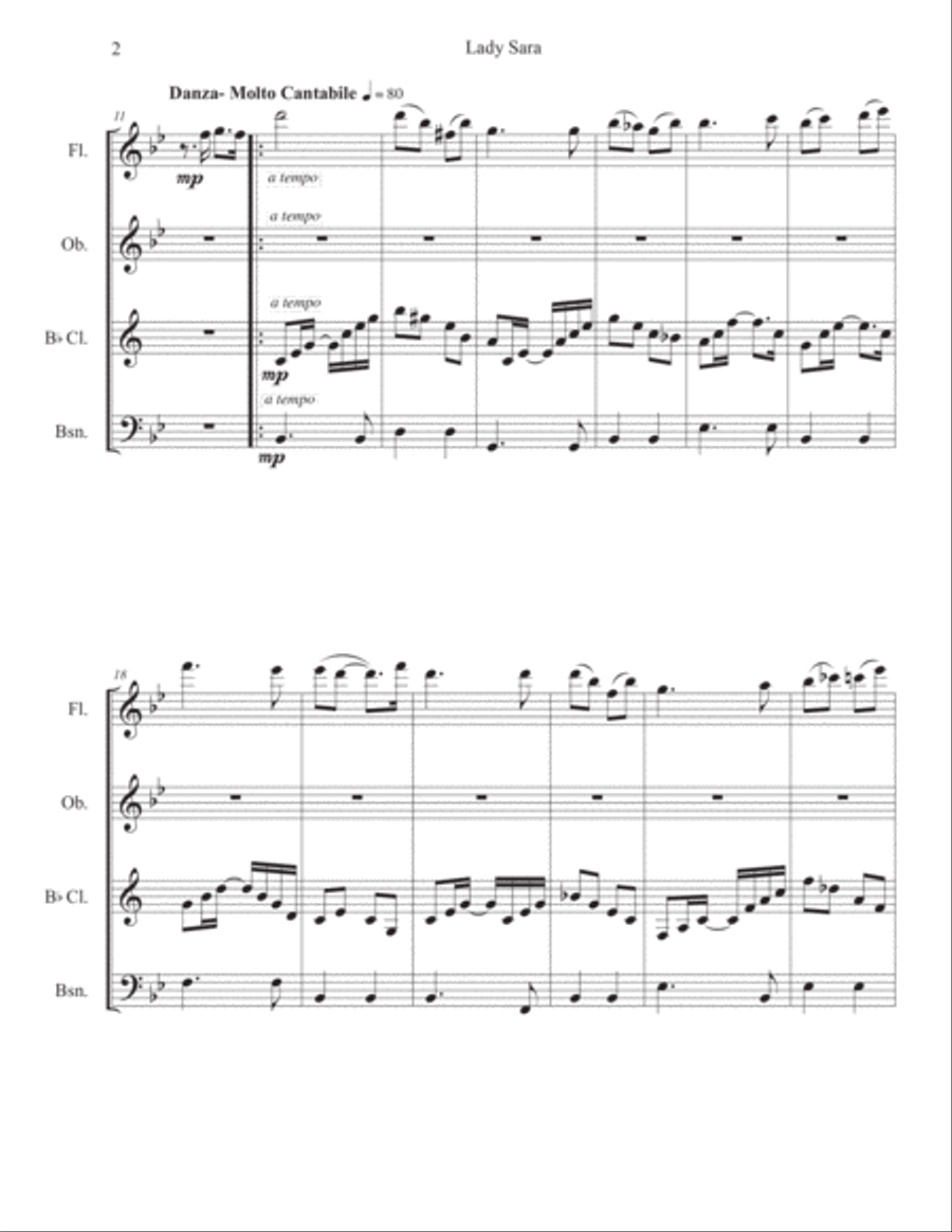 Lady Sara for Woodwind Quartet Woodwind Quartet scores gallery preview page 3