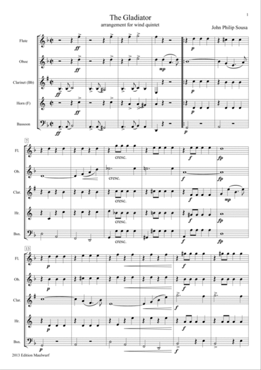 The Gladiator Woodwind Quintet scores gallery preview page 3