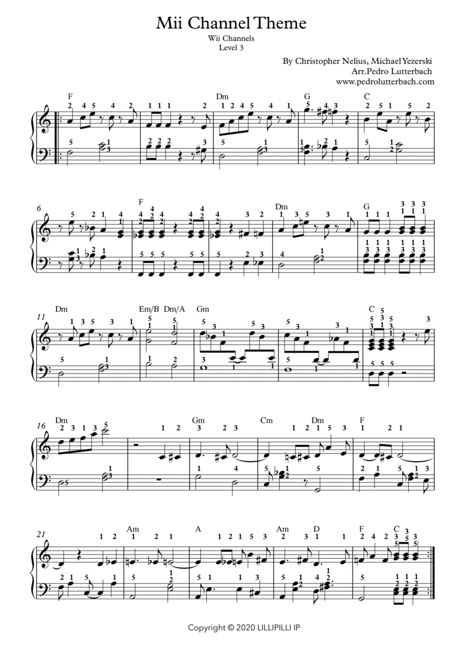Mii Channel Theme Easy Piano scores gallery preview page 1