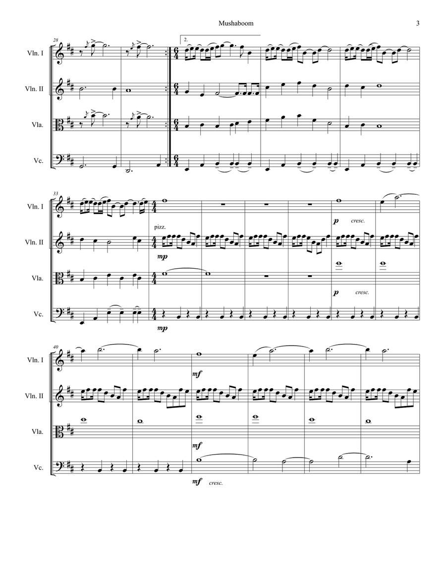 Mushaboom String Quartet scores gallery preview page 3