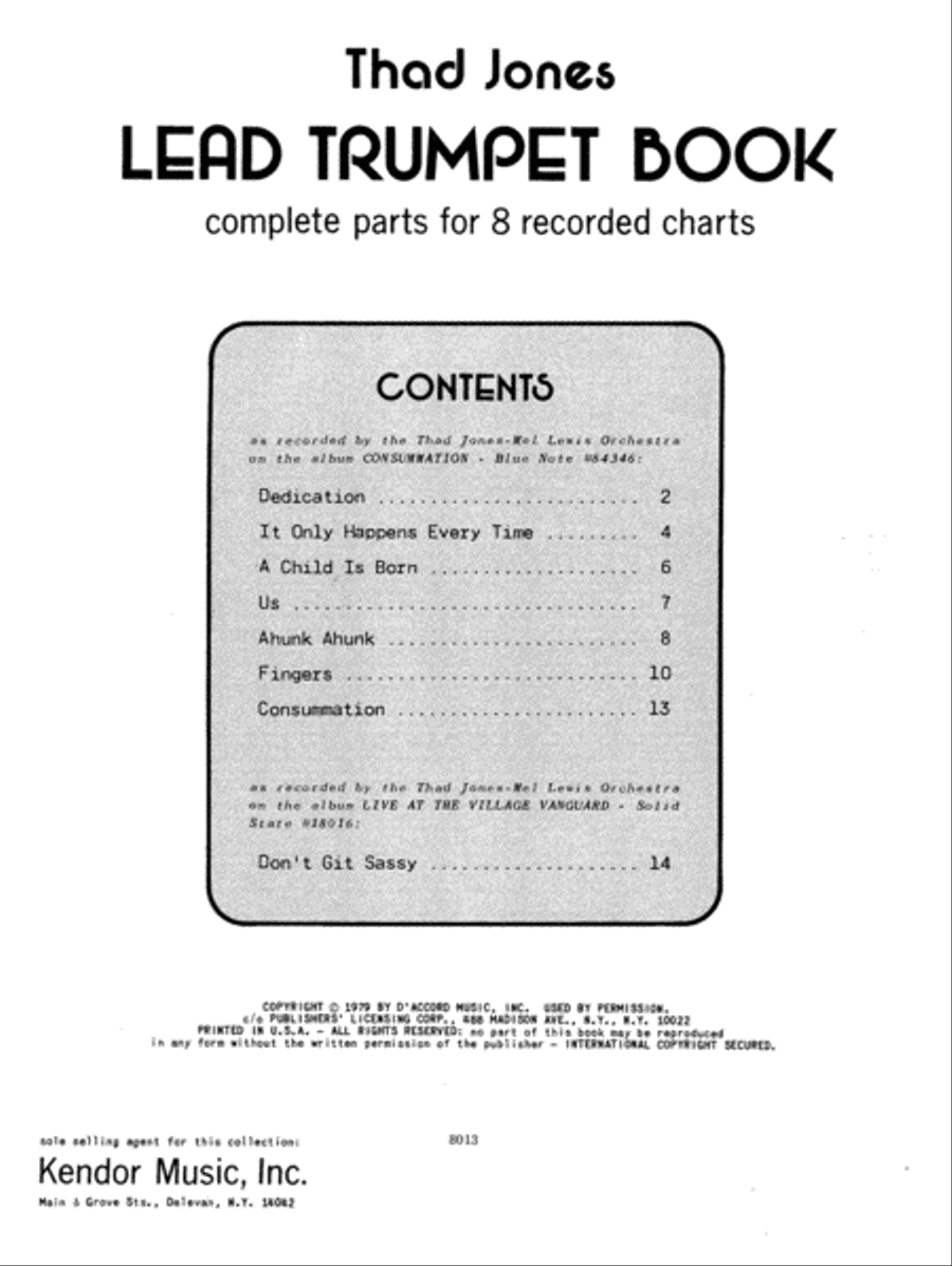 Thad Jones Lead Trumpet Book Trumpet scores gallery preview page 2