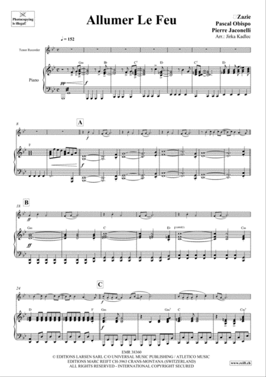 Allumer Le Feu Allumer Le Feu Tenor Recorder scores gallery preview page 4