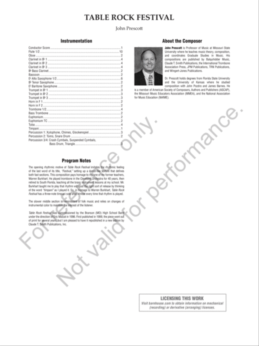 Table Rock Festival Table Rock Festival Concert Band scores gallery preview page 3