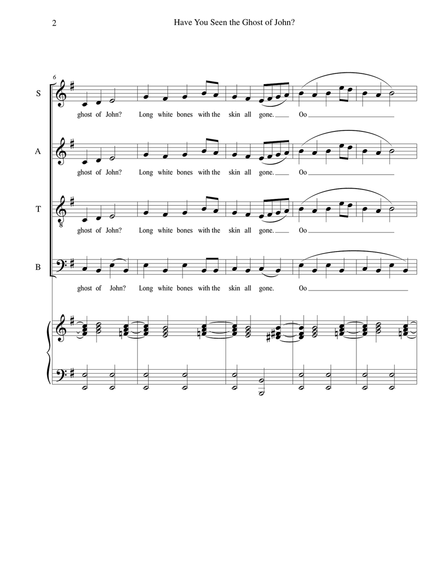 Have You Seen the Ghost of John? - for SATB choir 4-Part scores gallery preview page 2