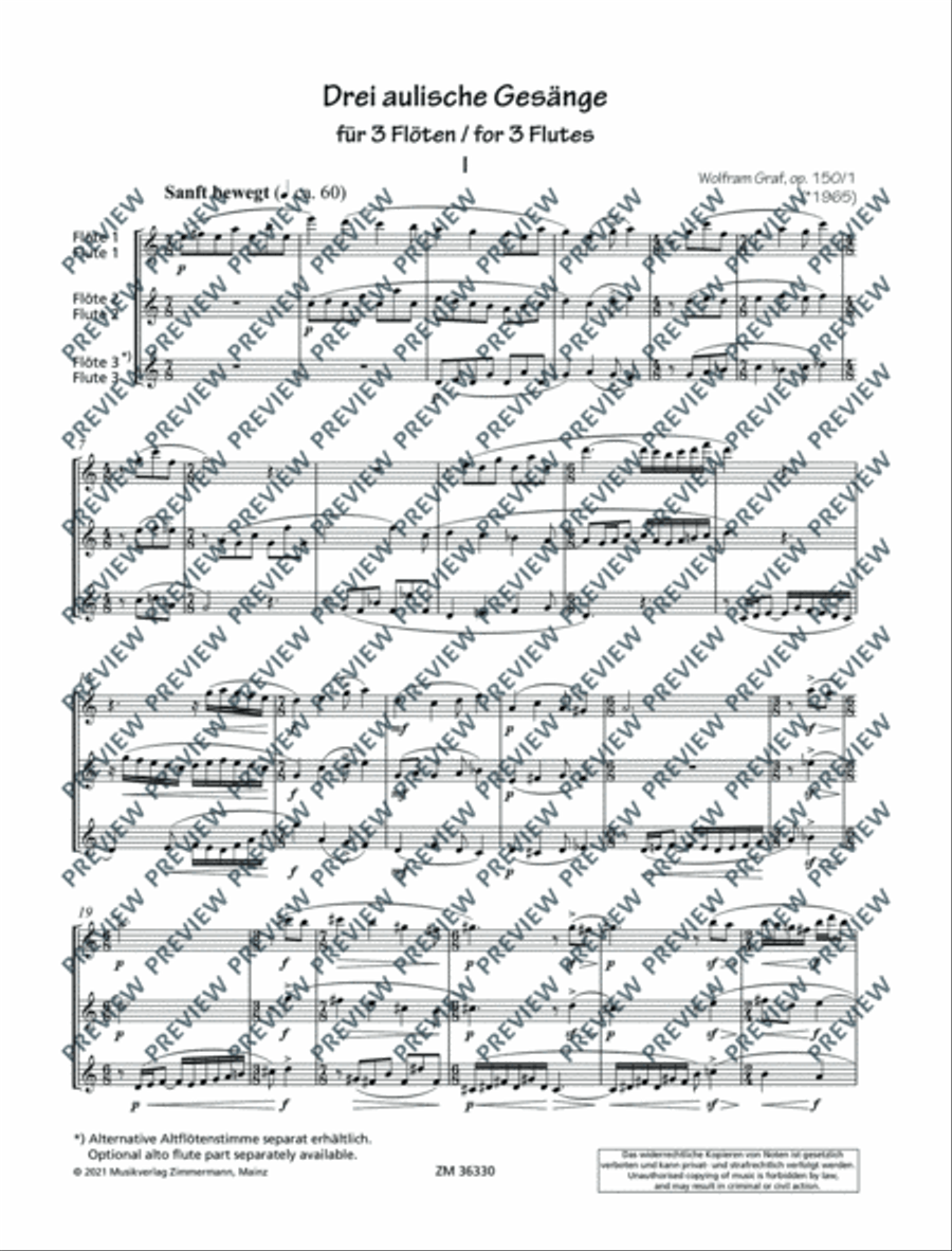 Drei aulische Gesänge Drei aulische Gesänge Flute Trio scores gallery preview page 6
