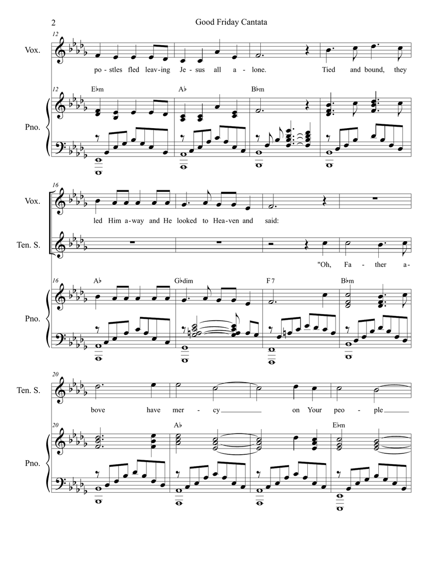 Good Friday Cantata (Tenor Solo with additional Vocal solo) Tenor Voice scores gallery preview page 2